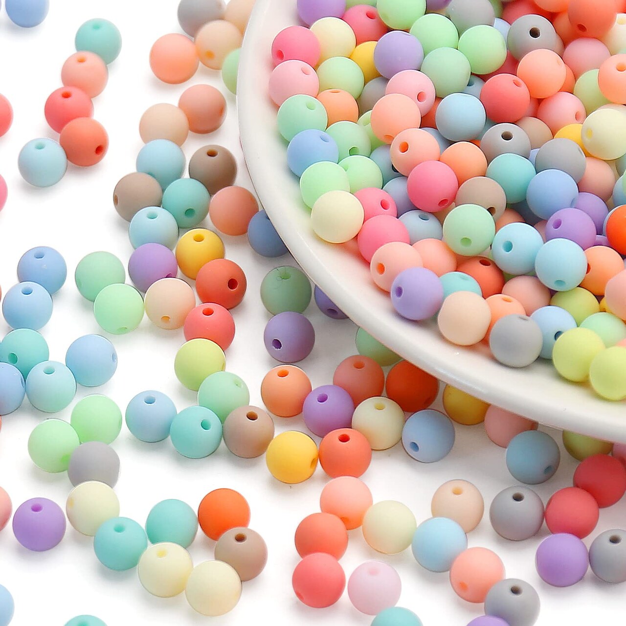 1000 Pieces 6MM Matte Mix Colors Acrylic Round Beads, Frosted Round Acrylic Balls Gumball Beads, Bubblegum Beads Chunky Beads, Plastic Resin Beads for Necklace and Bracelet Making, Crafting Supplies